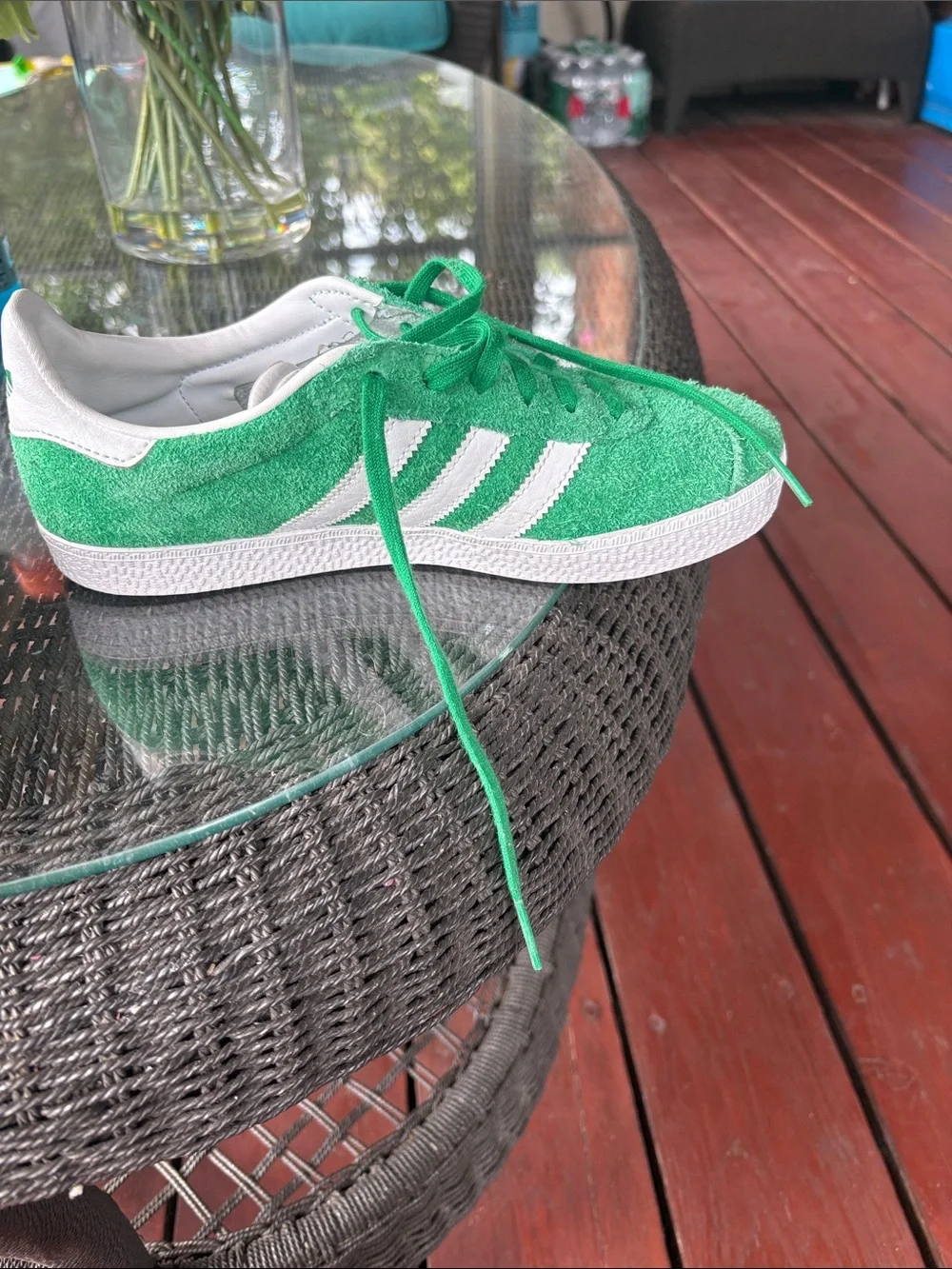 adidas Green Suede Sneakers with White Stripes